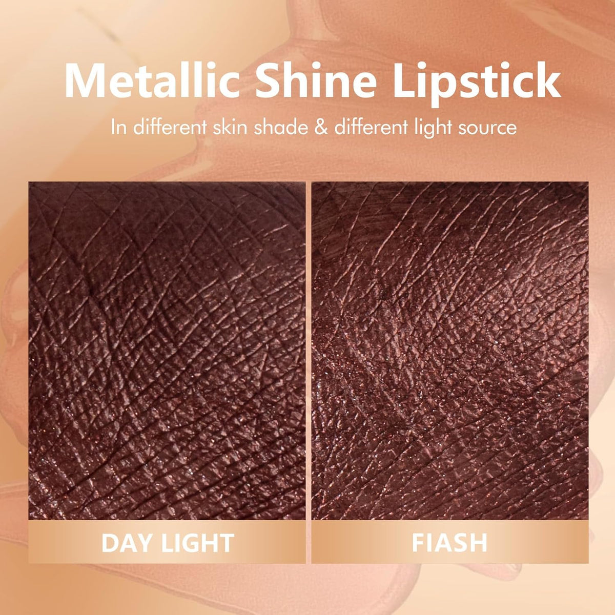 MAKI YIKA Brown Lipstick for Women Metallic Lipsticks Glitter Long Lasting Lipstick No Smudge No