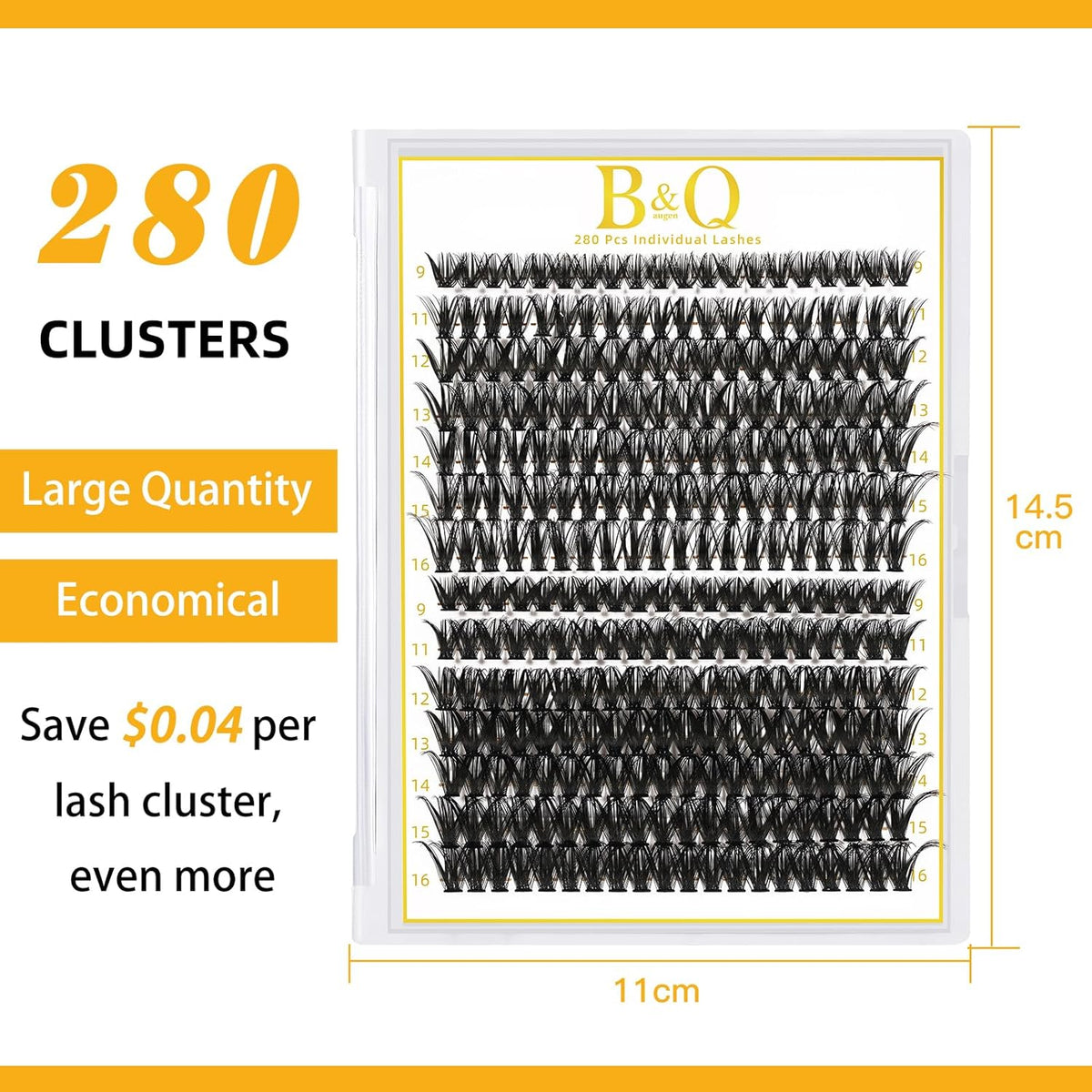 B&Q Lash Clusters 280PCS Eyelash Clusters, 40 50 C 9-16MIX Individual Lash Comfortable Eyelash