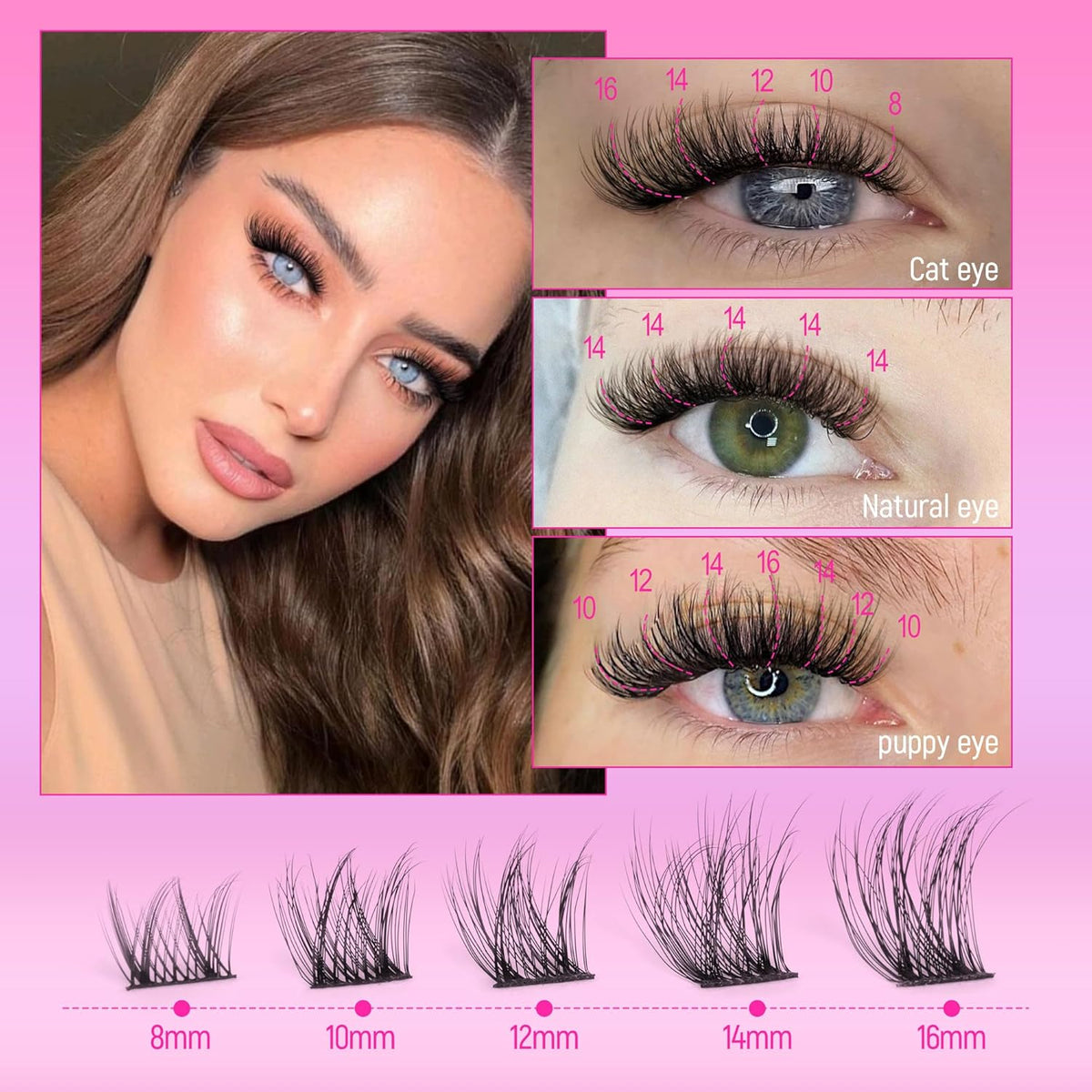 Ruairie Lash Clusters Wispy Eyelash Cluster Eyelash Extensions 154pcs Full Volume Cluster Lashes