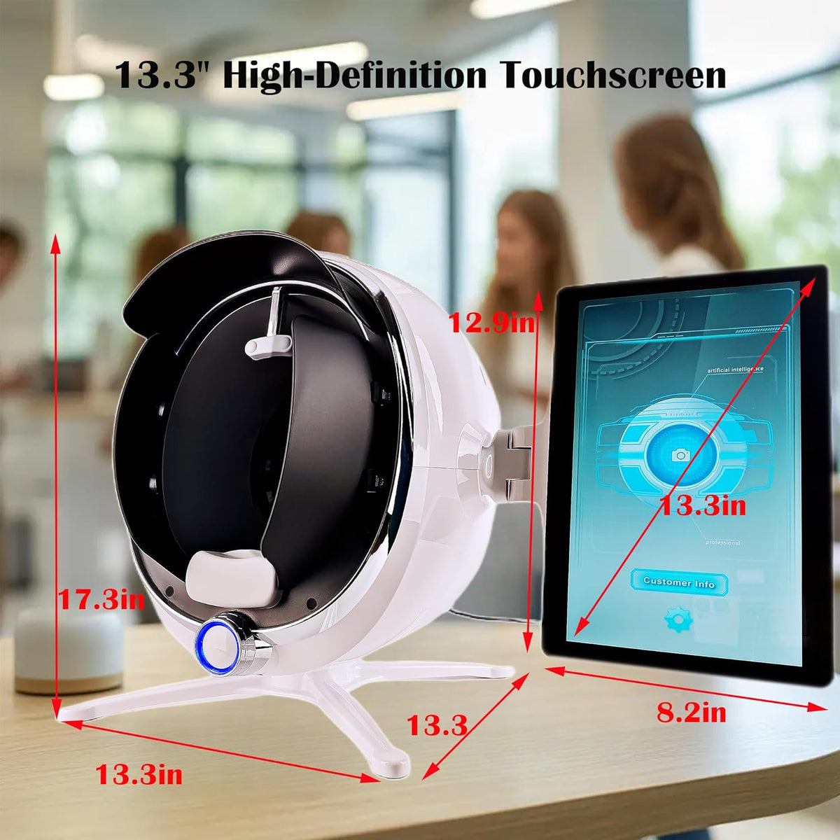 Skin Analysis Machine Professional Facial – AI Imaging 13.3-Inch, Facial Diagnostic Tool for Salons