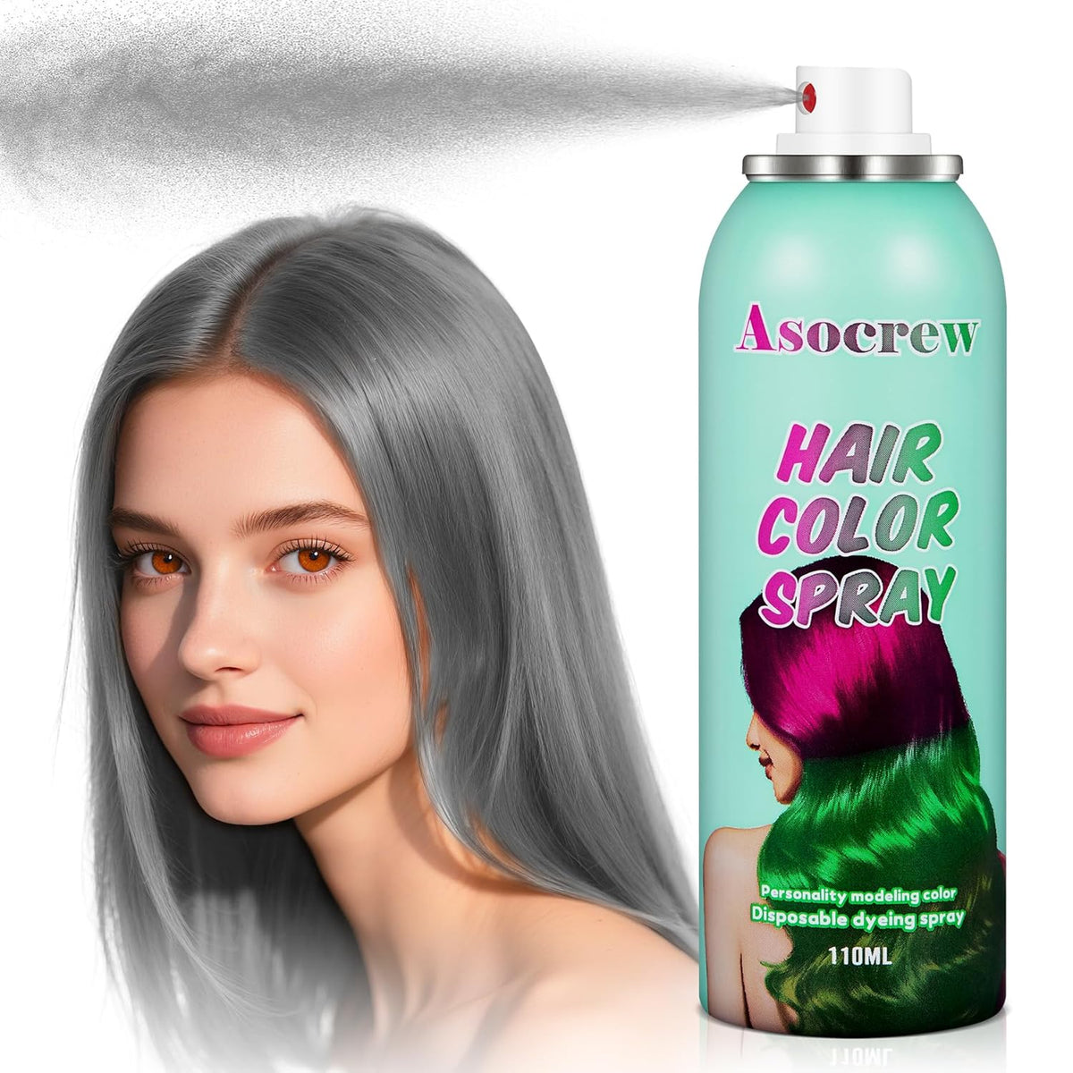 Gray Hair Spray,Hair Color Spray Dye,Grey Temporary Hair Color Spray for Kids Women Men,Sliver Gray