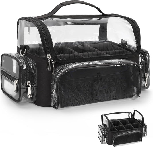 Makeup Brush Bag, Makeup Brush Case for Makeup Artist with Plastic Dividers Washable, Portable