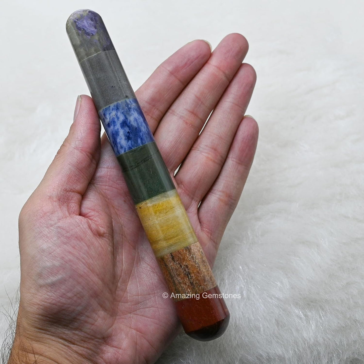 Amazing Gemstone Large Chakra Crystal Wand Massage Stick - Pelvic Wand Gua Sha for Adults