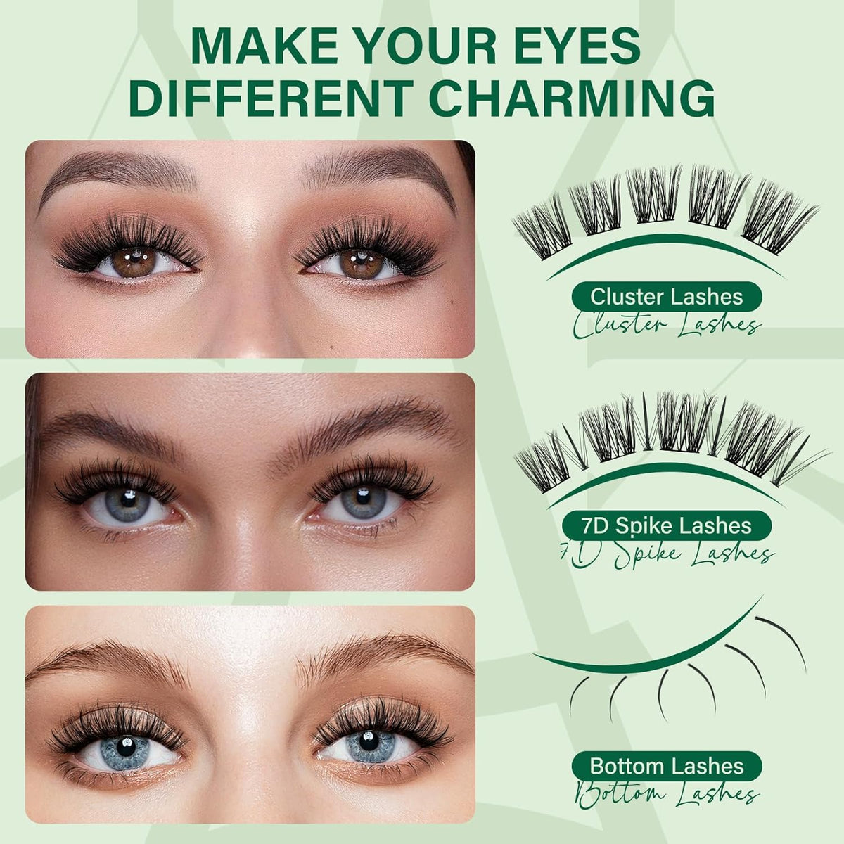 KEYYOU Lash Extension Kit Mixed 5-16mm Eyelash Extension Kit with Bottom Lashes Multi-Type Lash
