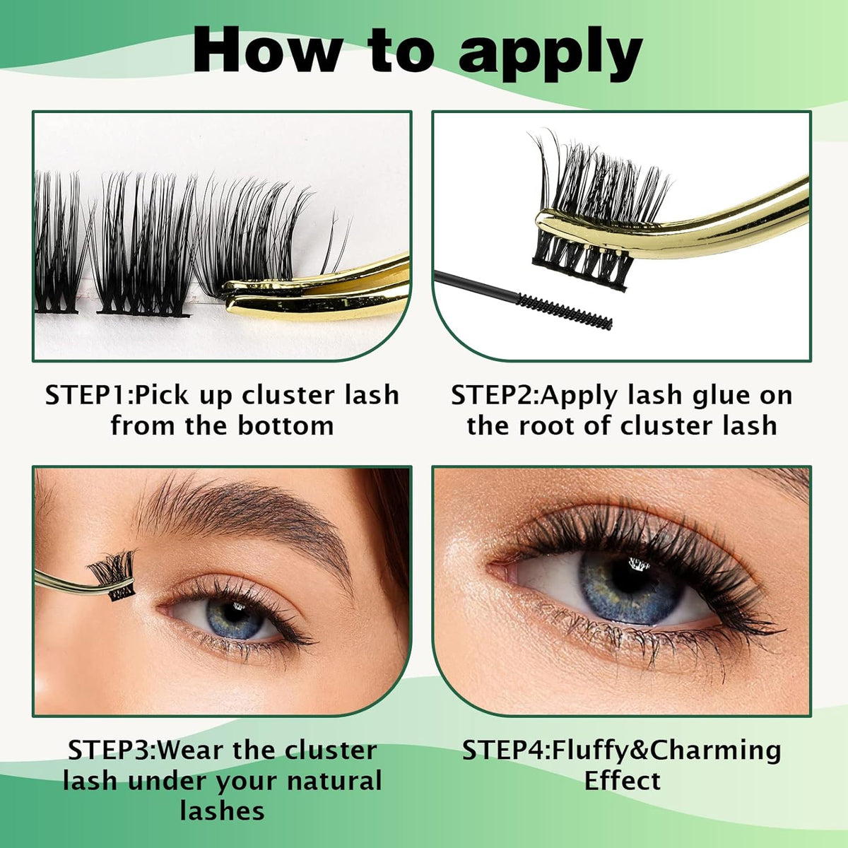 Lash Clusters 96pcs Individual Lashes Y12 D Curl 12mm Cluster Lashes KEYYOU Volume Wispy Lash