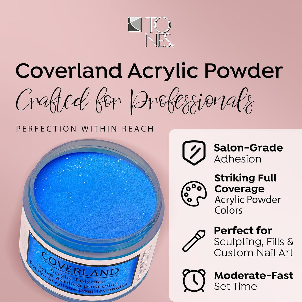 Tones Coverland Acrylic Nail Powder "Blue Splash" - Limited Edition Acrylic Powder for Nail Design
