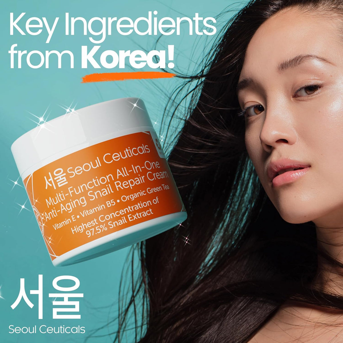 SeoulCeuticals Korean Skin Care 97.5% Snail Mucin Moisturizer Cream - K Beauty Skincare Day & Night