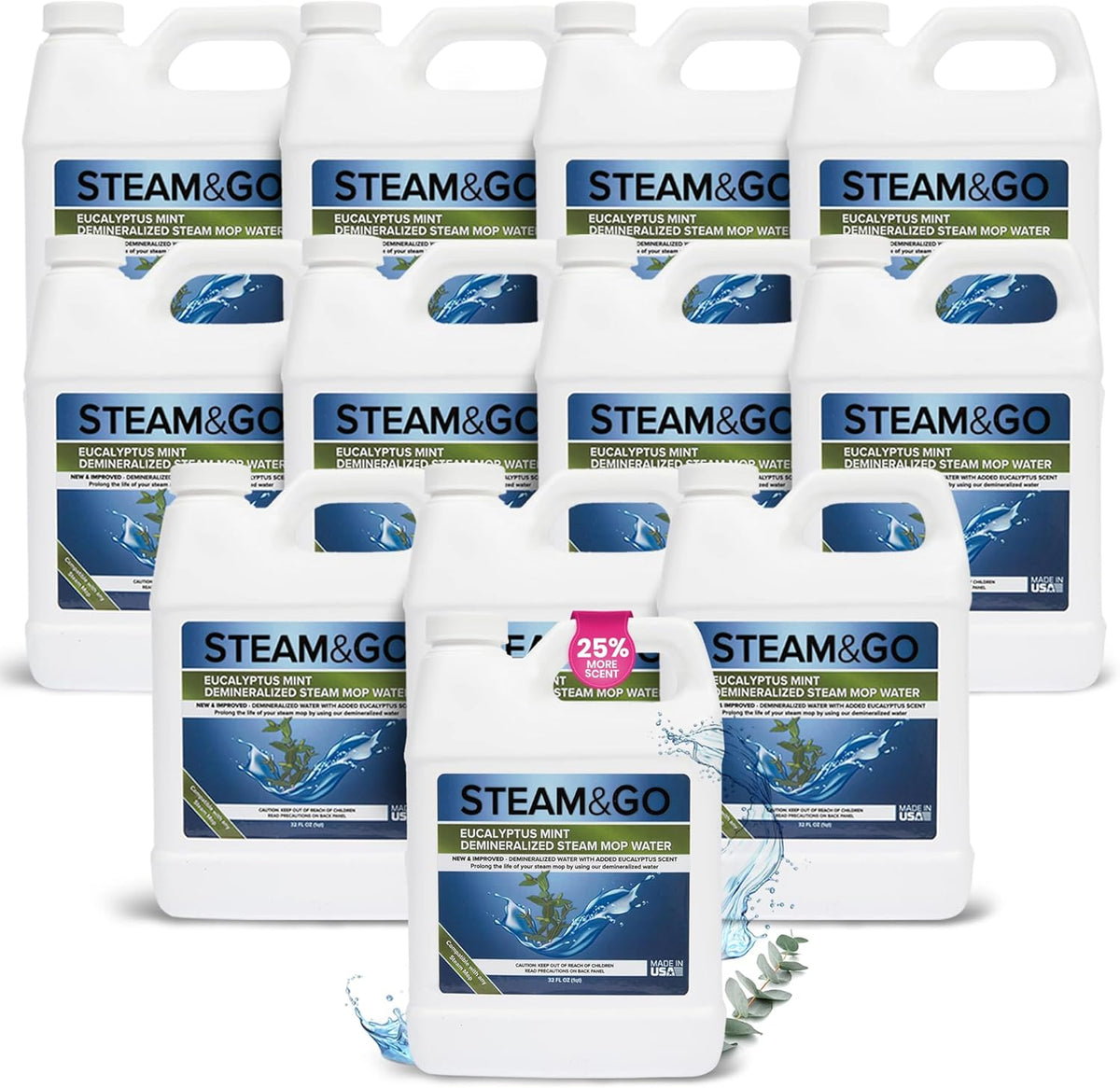 Steam and Go Demineralized Water - Multi-Surface Cleaning Solution for Steam Mop, Ready-to-Use