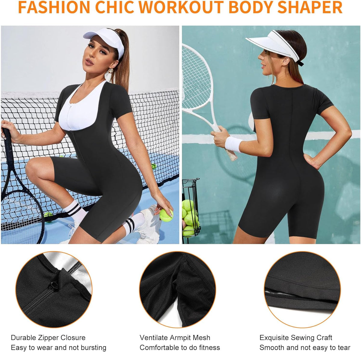 URSEXYLY Sauna Suit for Women Sweat Vest Waist Trainer 3 in 1 Slimming Full Body Shaper Workout Top