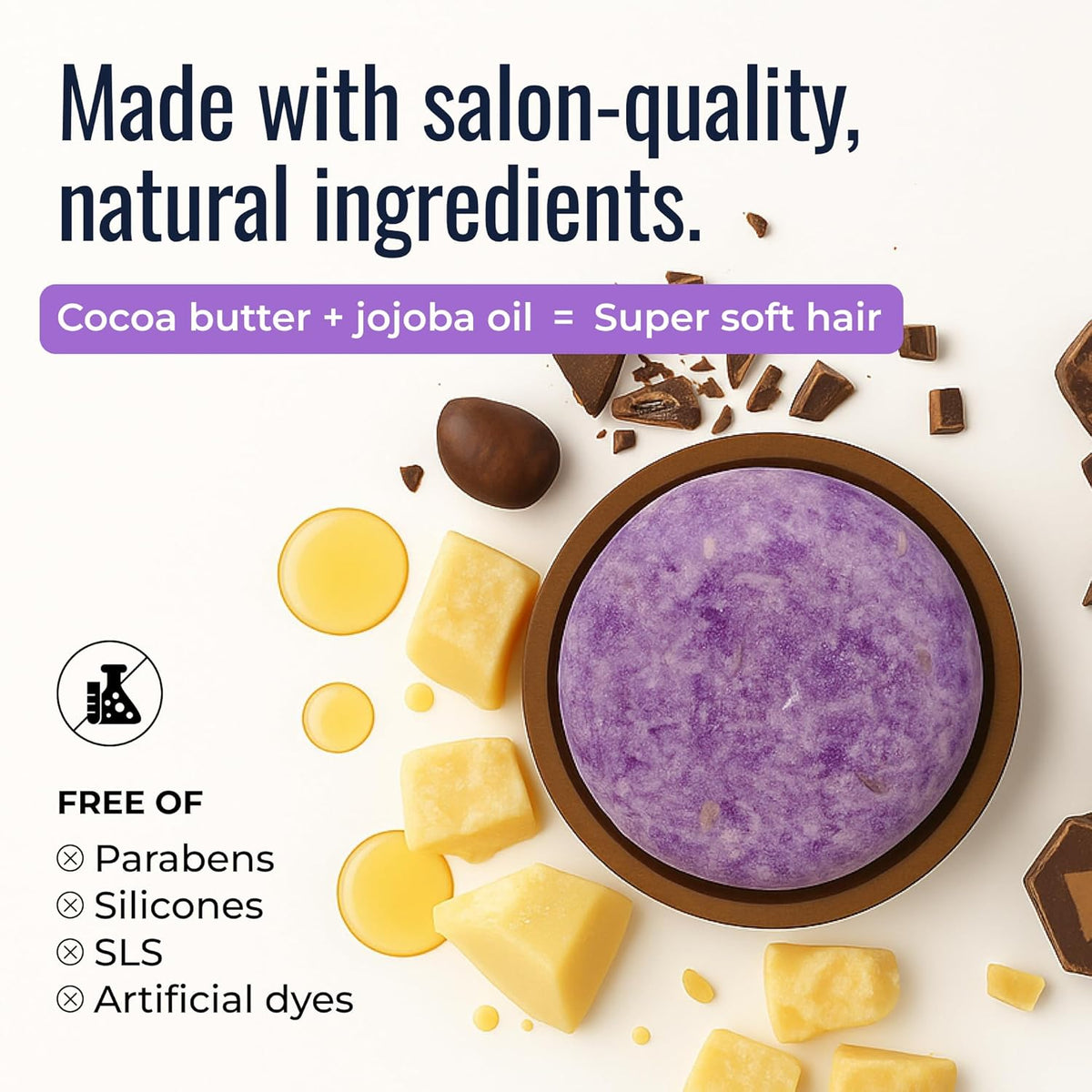 Oasis Shampoo Bar, Vegan Solid Hair Cleanser with Plumeria, Jasmine, Sandalwood, Coconut, and