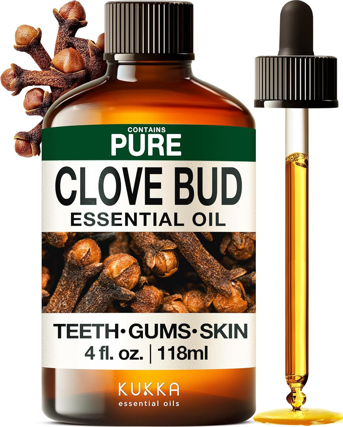Kukka Clove Oil for Teeth and Gums - 4 Fl Oz - Clove Essential Oil - Sourced from Flower Buds