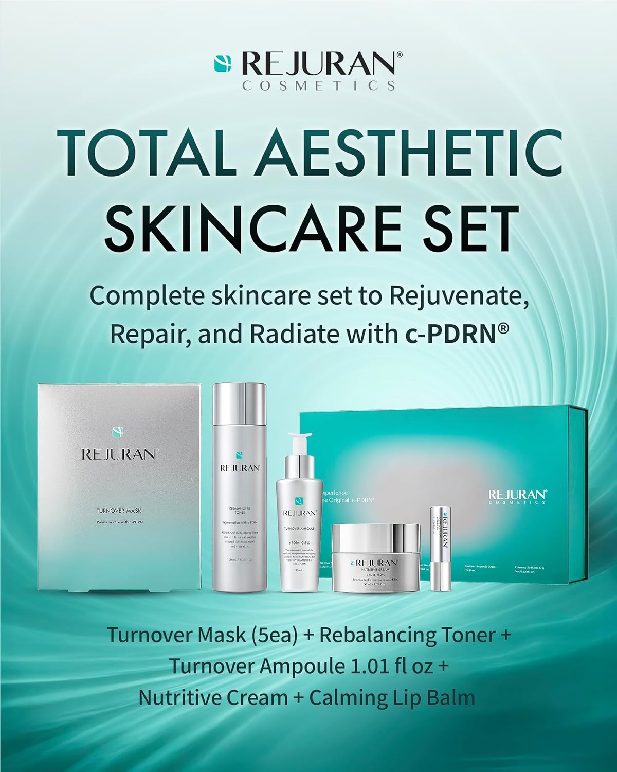 REJURAN® Total Aesthetic Skincare Set, c-PDRN® - Salmon DNA Rejuvenating Daily Skincare Kit for