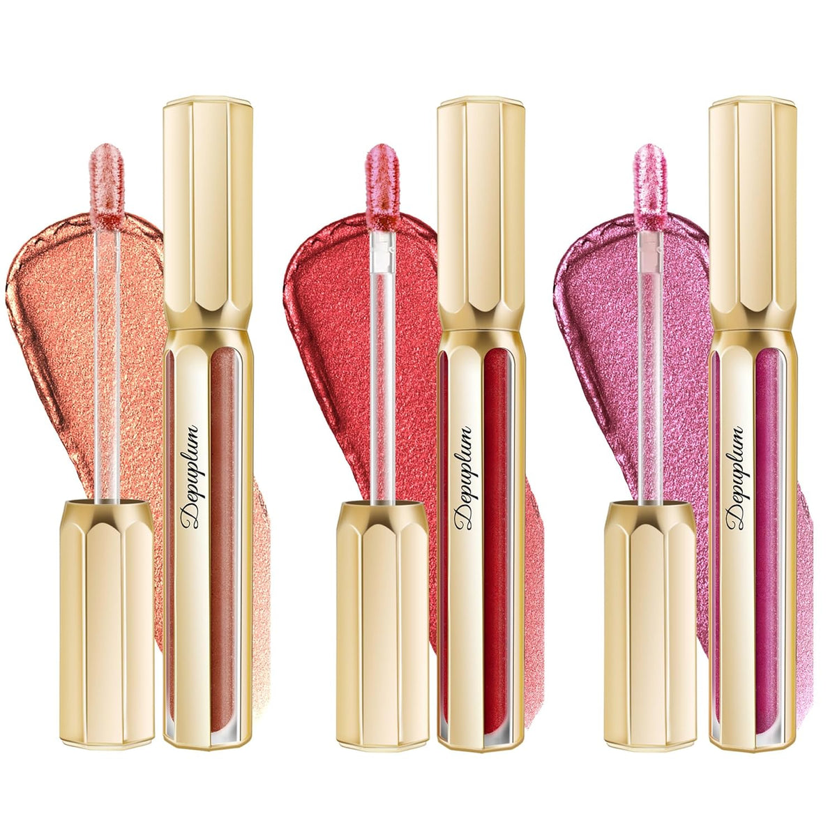 3Pc Lipsticks Set for Women Metallic Lipstick Long Lasting Dark Red Bronze Burgundy Lip Gloss