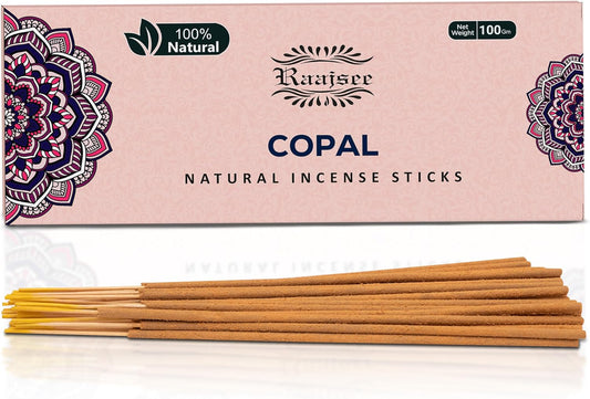 100% Natural Copal Incense Sticks 100 gm Pack, Charcoal Free –– Organic Non Toxic Insence Sticks