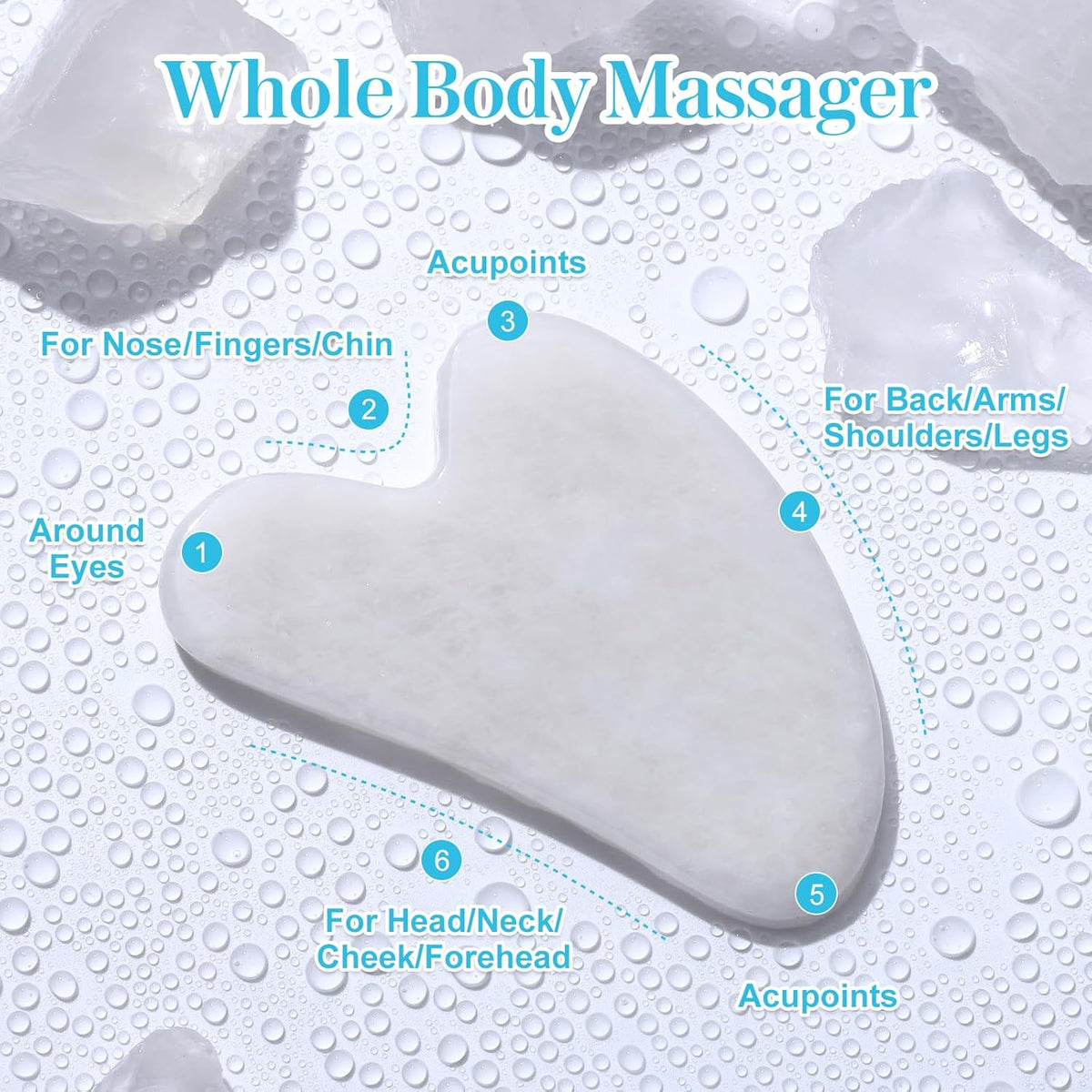 Guasha Tool for Face: White Jade Gua Sha Facial Tools - Gua Sha Stone for Face and Body Skin