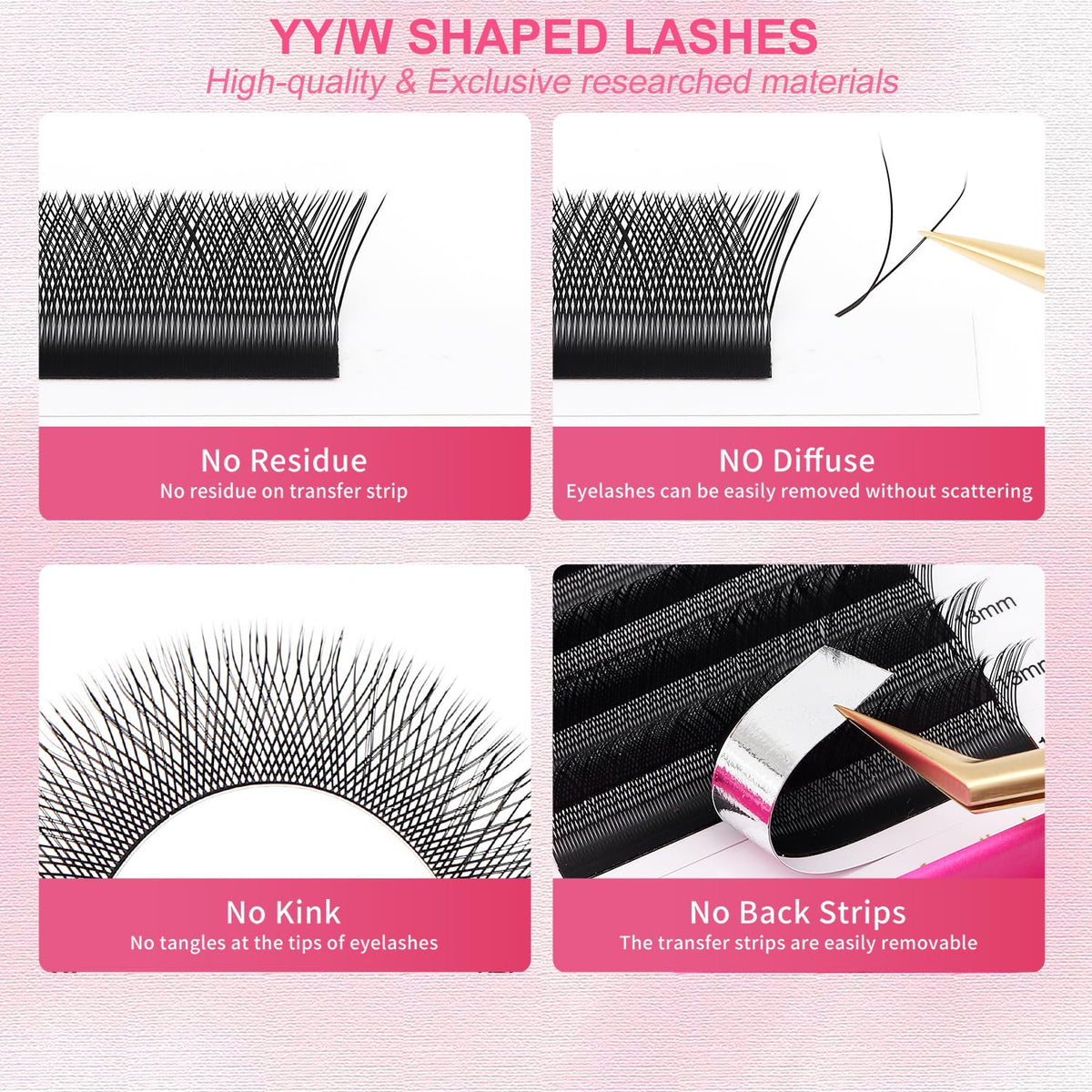 YY Lash Extensions Y Eyelash Extensions 0.05mm Thickness D Curl Mix 8-15mm Premade Fans 4D