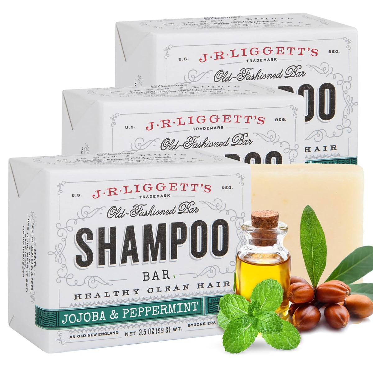 J·R·LIGGETT'S Shampoo Bar - Jojoba & Peppermint Formula, All Natural Solid Bar Shampoo for Hair
