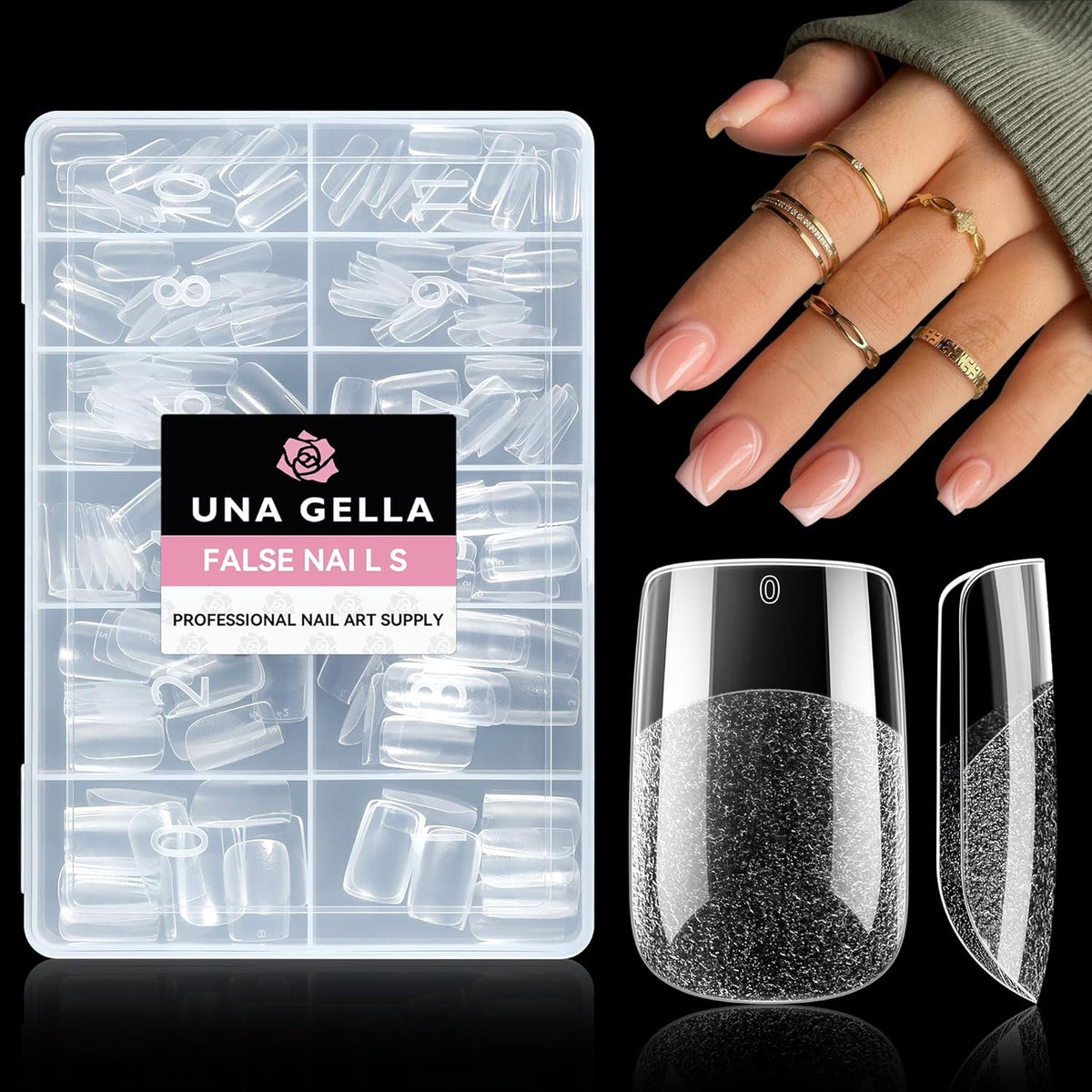 UNA GELLA Short Square Gel Nail Tips 216pcs Short Square Press on Nails Pre-shape Fake Nails for