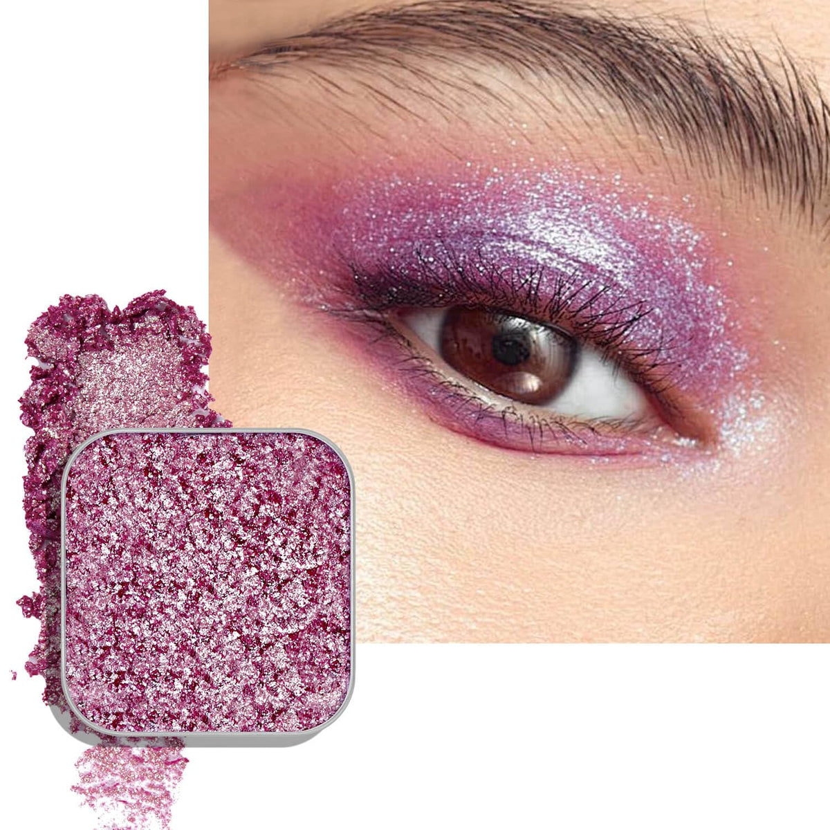 Chameleon Single Eyeshadow, Putty Texture, Glitter Multichrome, Iridescent Blue-Purple, High