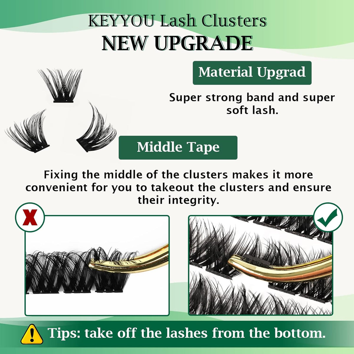 Lash Clusters,96 Pcs Cluster Lashes Y07 D Curl 14mm DIY Lash Extensions Eyelash Clusters,KEYYOU