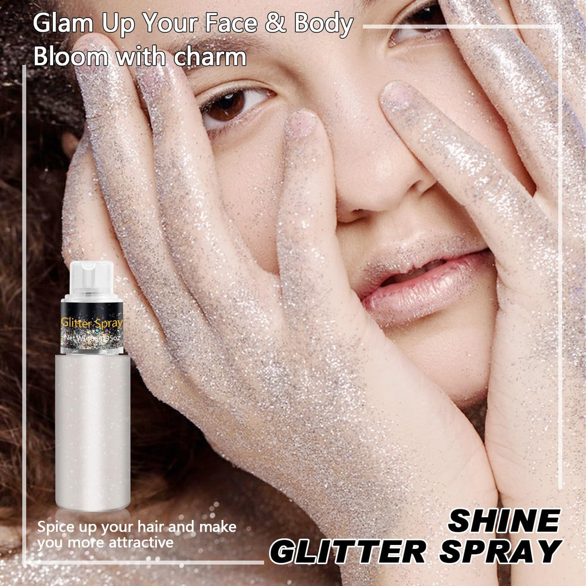 Hair and Body Glitter Spray, Holographic Glitter Highlighter Powder Spray, Unscented Hair Clothes