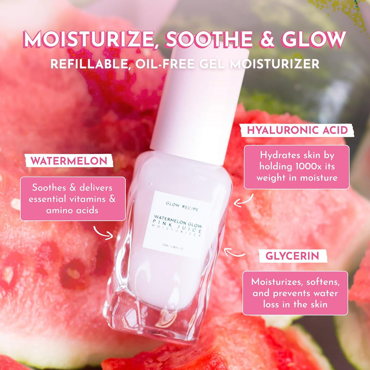 Glow Recipe Pink Juice Water Gel Face Moisturizer for Women, Men & Teens, Travel Size - Hydrating