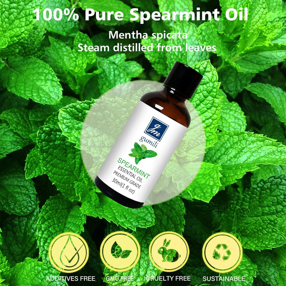 Spearmint Essential Oil 1 Oz, 100% Pure Natural Spearmint Oil, Refreshing Aromatherapy Essential