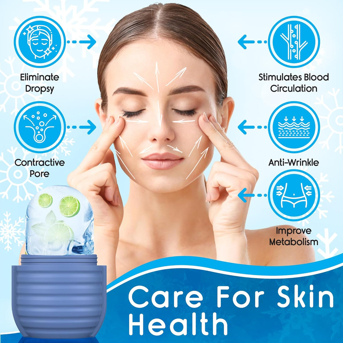1Pcs Ice Roller for Face, Ice Face Roller, Reusable Silicone Ice Mold for Face, Facial Beauty Ice