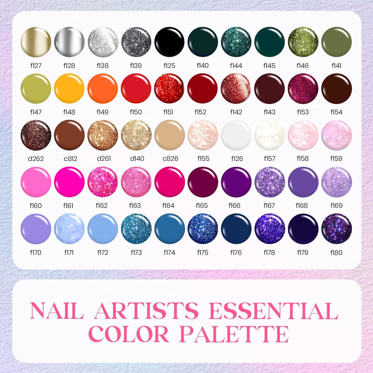 Beetles 50 Colors Gel Liner Nail Polish Set French Tip Nail Art Polish Glitter Brown Purple Blue