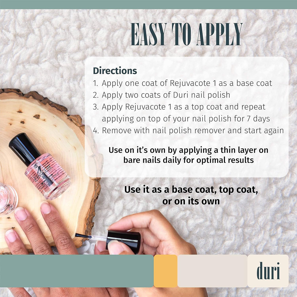 duri Rejuvacote 1 Nail Growth System - Original Maximum Strength Formula - Nail Strengthener and