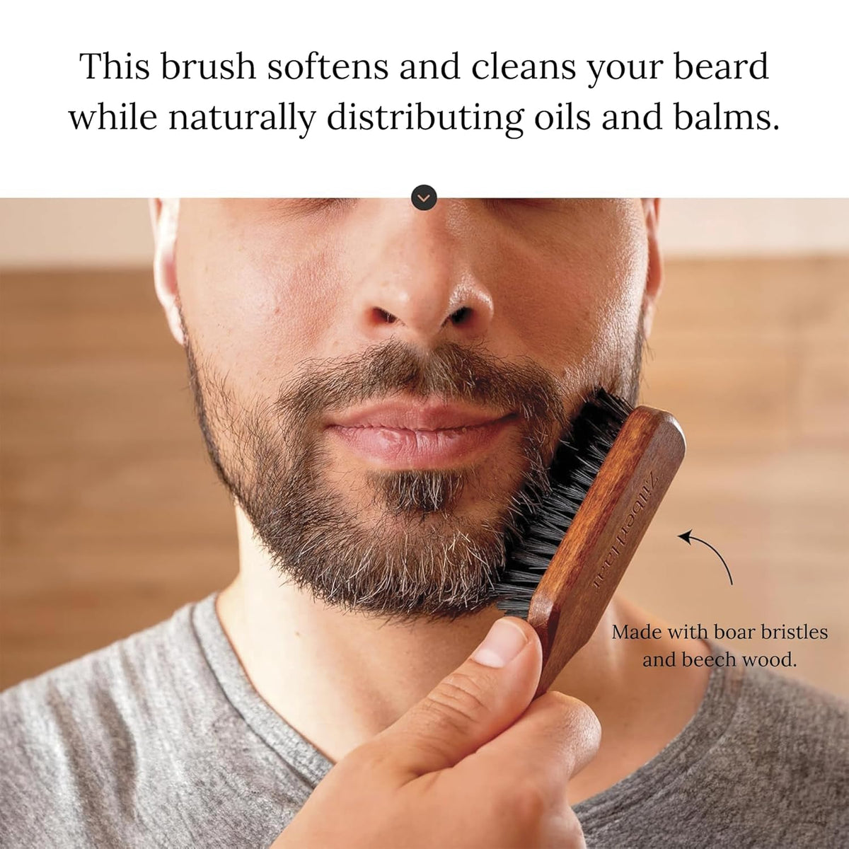 ZilberHaar - Beard Care Kit for Men - 1 Regular Beard Brush + 1 Beard Balm + 1 Moisturizing Cream +