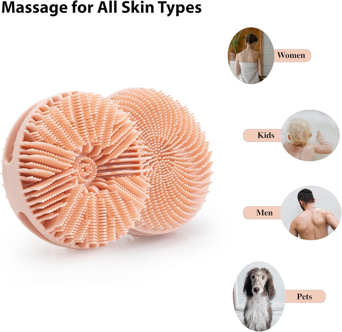 2 PC Silicone Exfoliating Body Scrubber, Silicone Body Shampoo Brush, Soft Silicone Loofah for