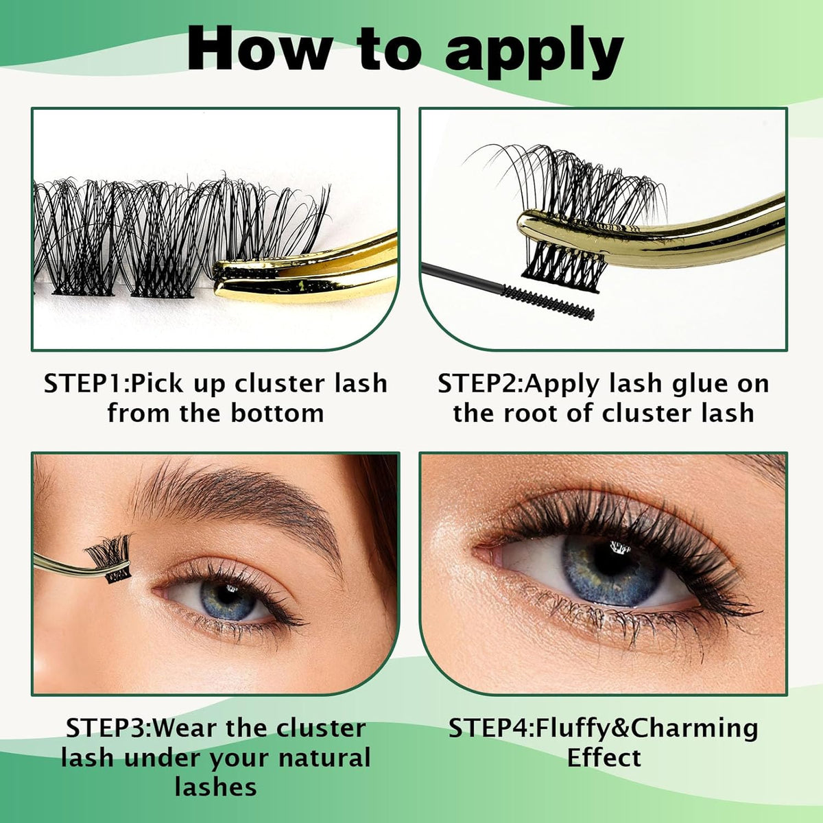Lash Clusters 96pcs Individual Lashes Y11 D Curl 12mm Cluster Lashes KEYYOU Volume Wispy Lash