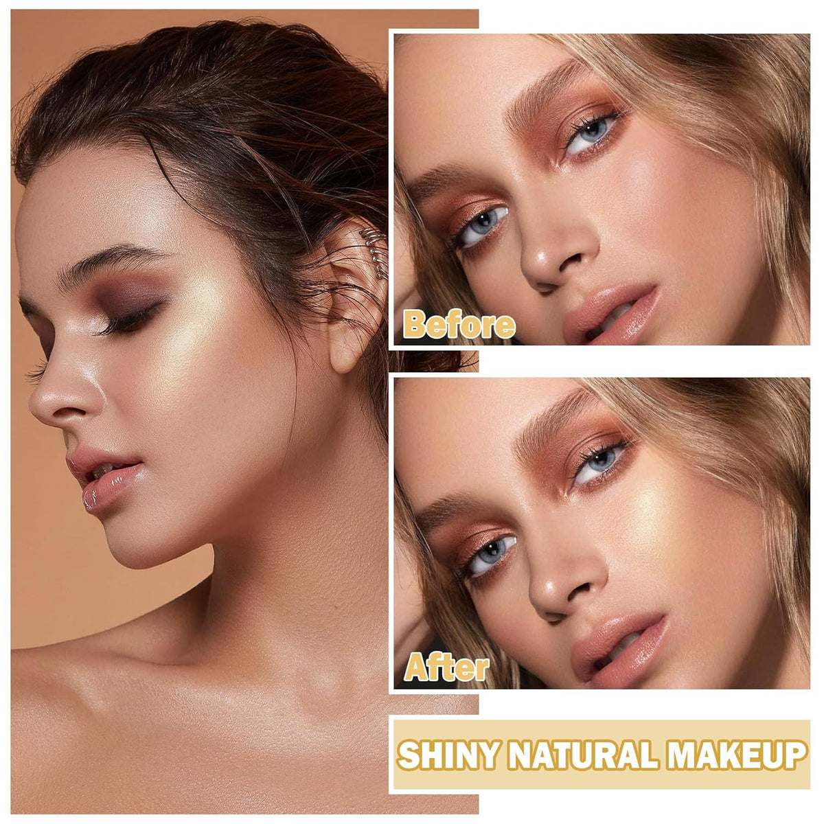 Face Glitter Highlighter Makeup Palette Shimmer Contour Powder Waterproof Long-Lasting,Brightens