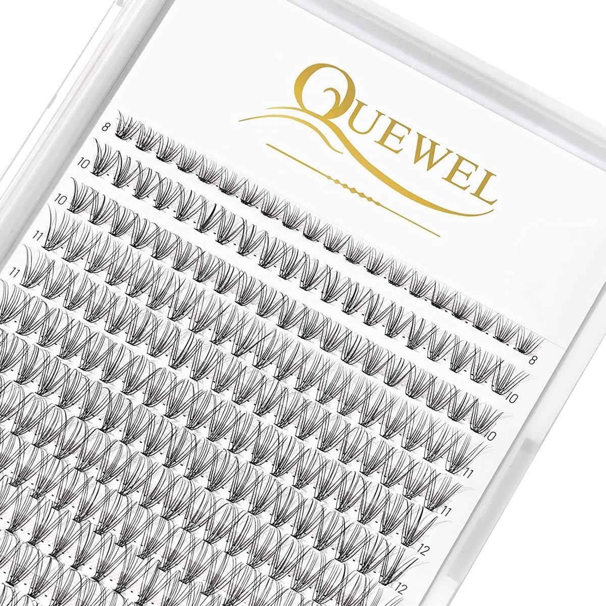 QUEWEL Lash Clusters 240Pcs Cluster Lashes 10D 0.10D Curl Mix8-14mm Individual Lashes