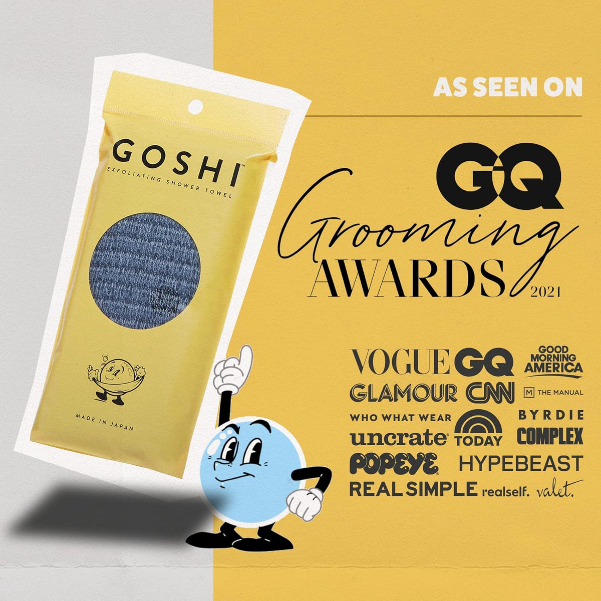 GOSHI Exfoliating Shower Towel - Rip-Resistant Exfoliating Washcloth for All Skin Types - Made in