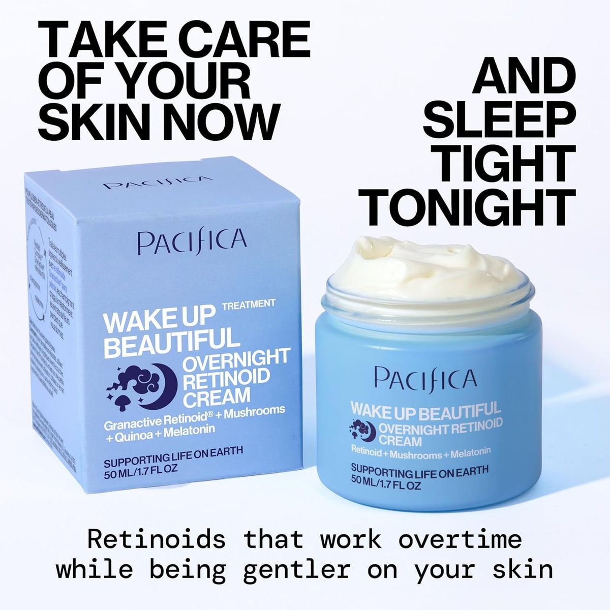 Pacifica Wake Up Beautiful Retinoid Night Cream – Overnight Anti-Aging Moisturizer with Hyaluronic