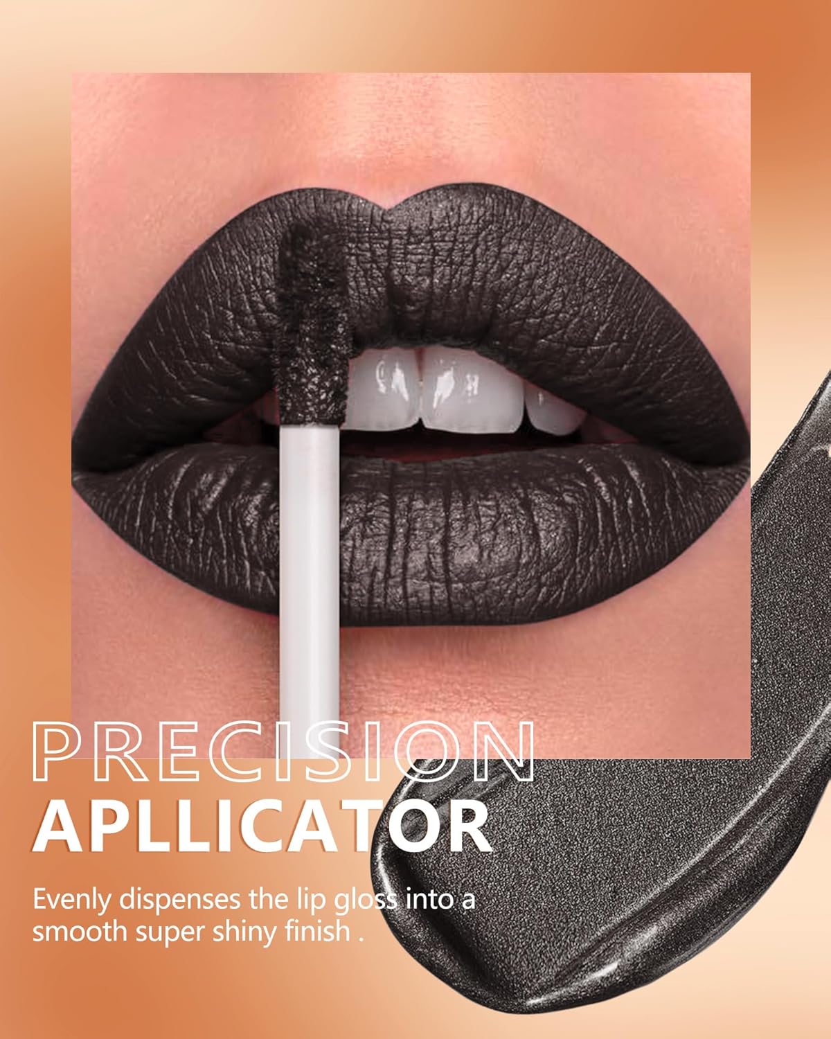 MAKI YIKA Metallic Lipstick for Women Black Lipsticks Long Lasting Glitter Lipstick No Smudge No