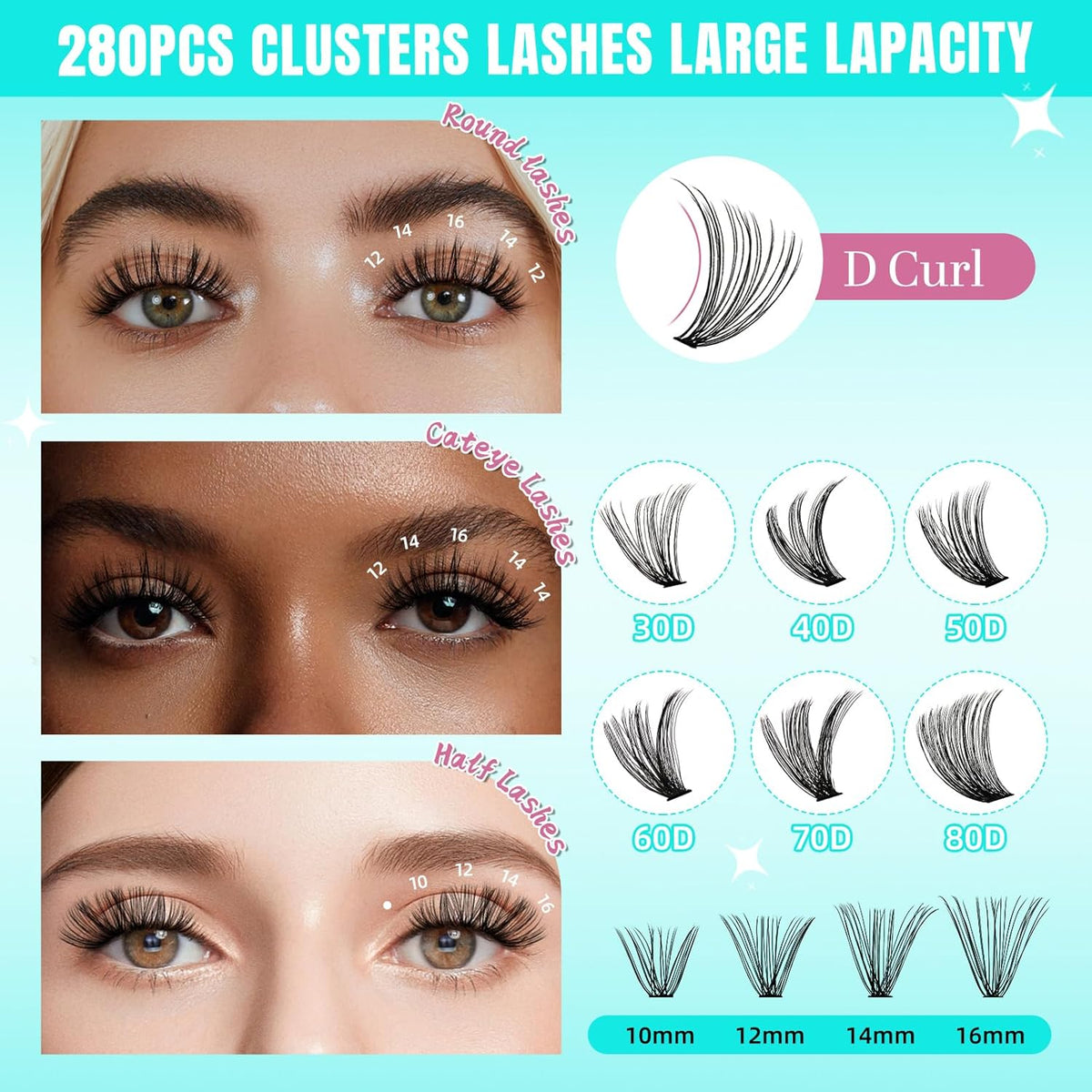Lash Clusters Wispy 280PCS Eyelash Extension 30D 40D Cluster Lashes Individual Lashes DIY Lash