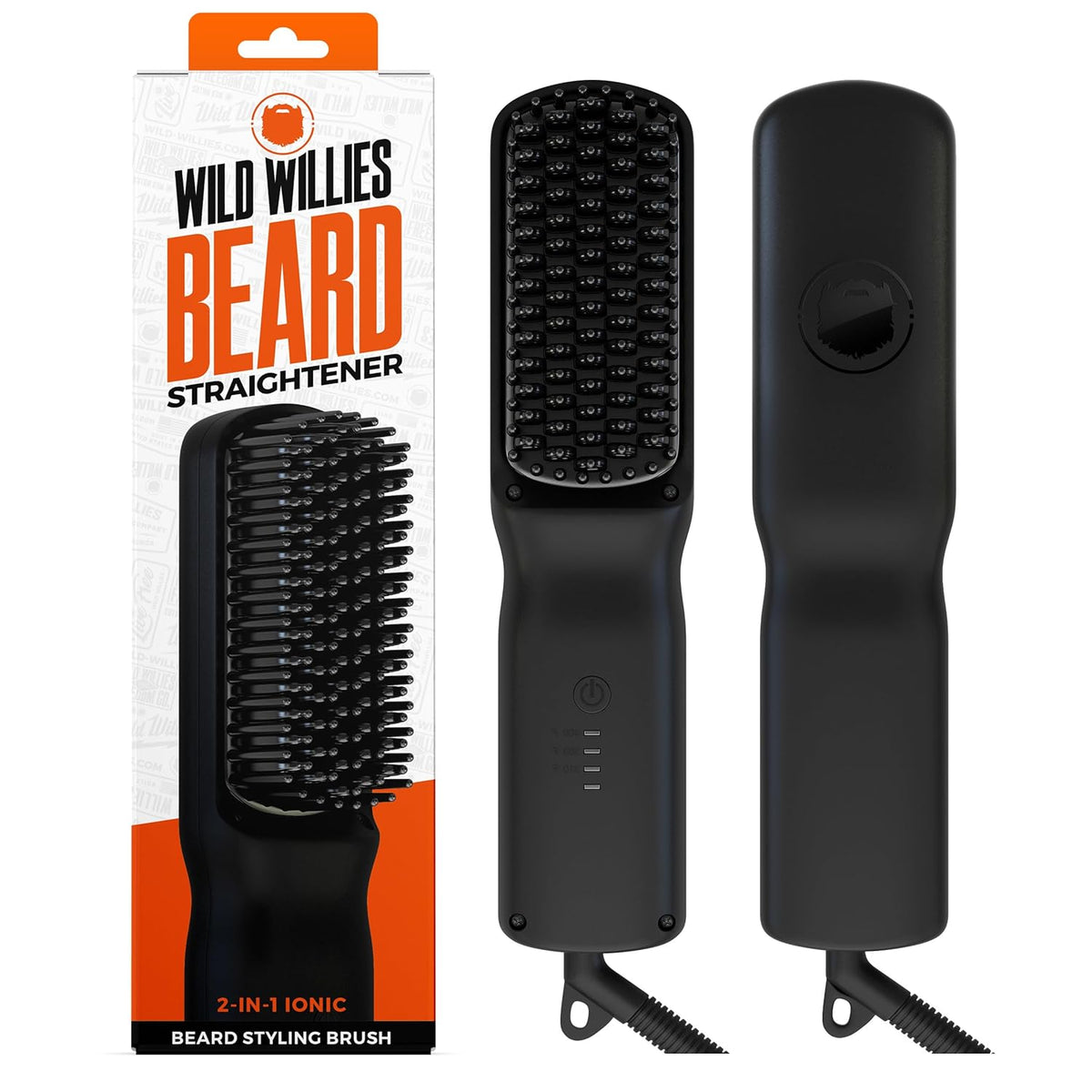 Wild Willies Beard Straightener for Men - 3 Temperature Settings, Tourmaline Ceramic Heated Beard