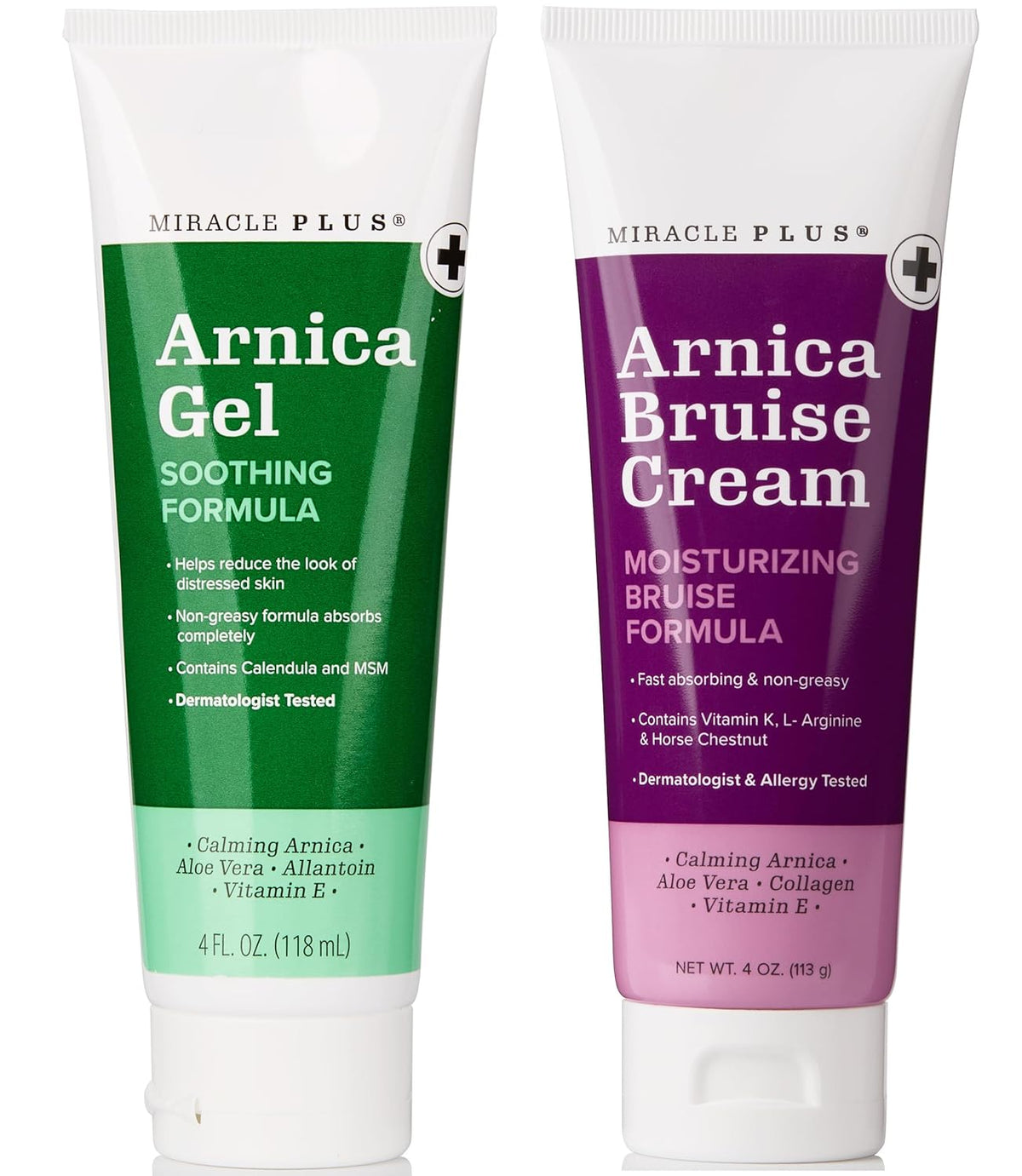 Miracle Plus Arnica Cream Bruise Relief Lotion + Arnica Bruise Gel For Bruising And Swelling On