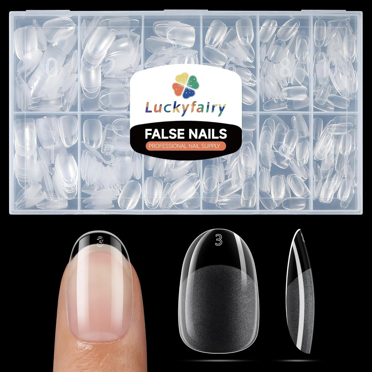 Short Oval Round Nail Tips, 504Pcs Pre-shaped Gel Short Nail Tips Oval Shape, 15 Sizes Half Matte