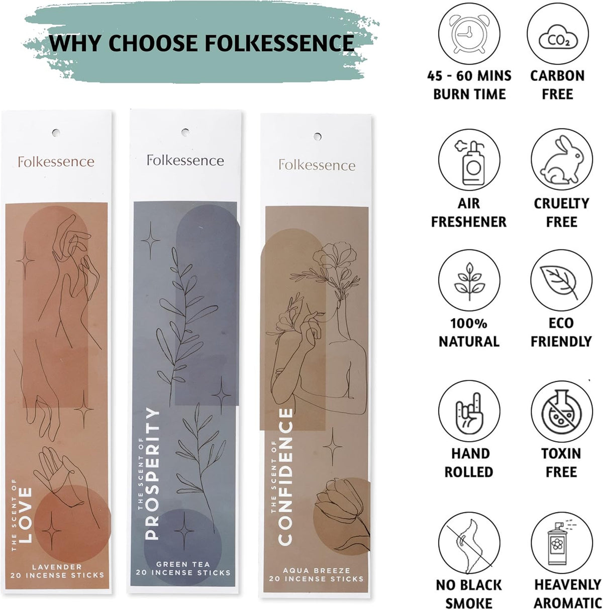 Folkulture Incense Sticks | Set of 6 (120 Non Toxic Insence-Sticks) for Manifesting with 45 Mins