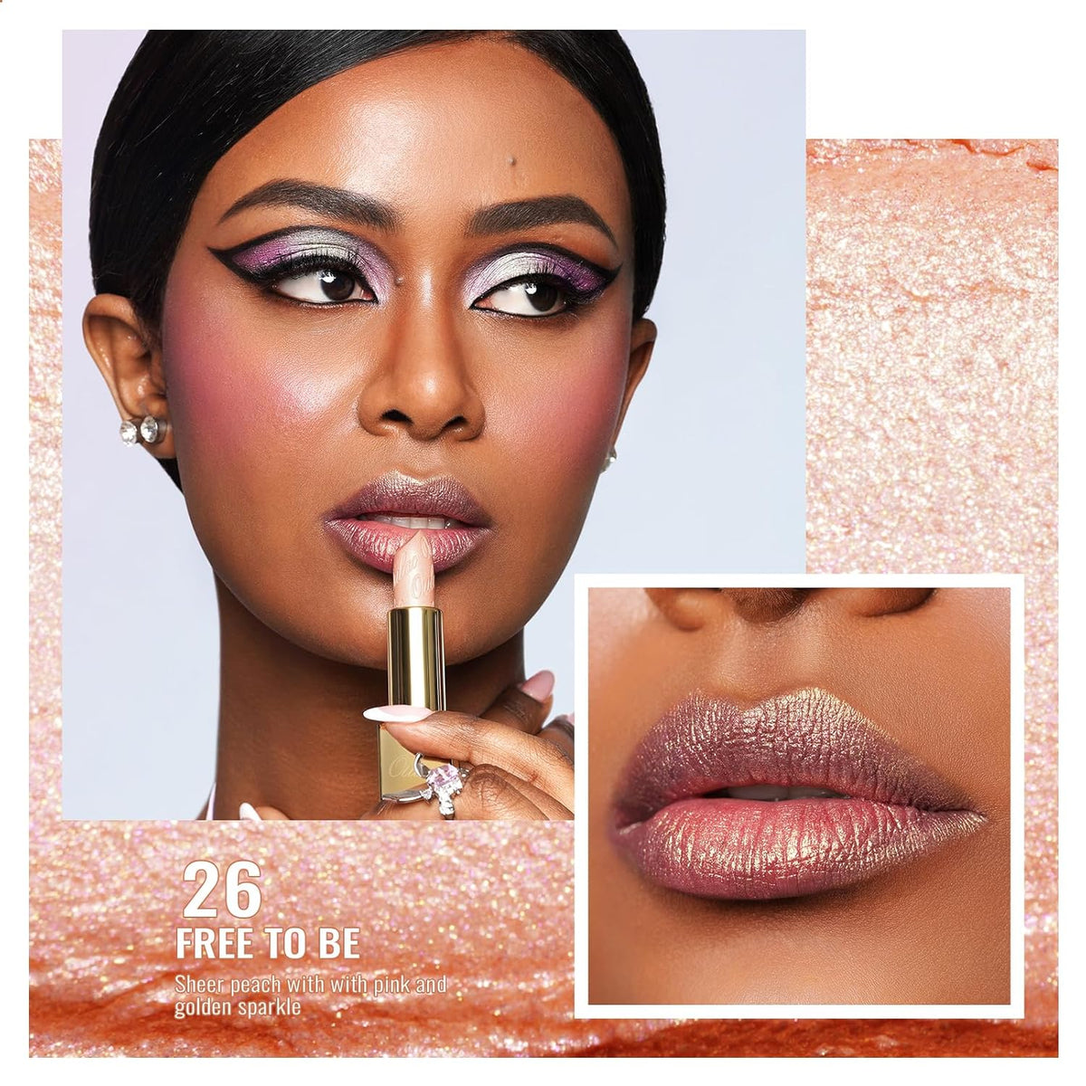 Oulac Glitter Lipstick for Women with Metallic 3D Shine Lightweight Hydrating Formula, High Impact