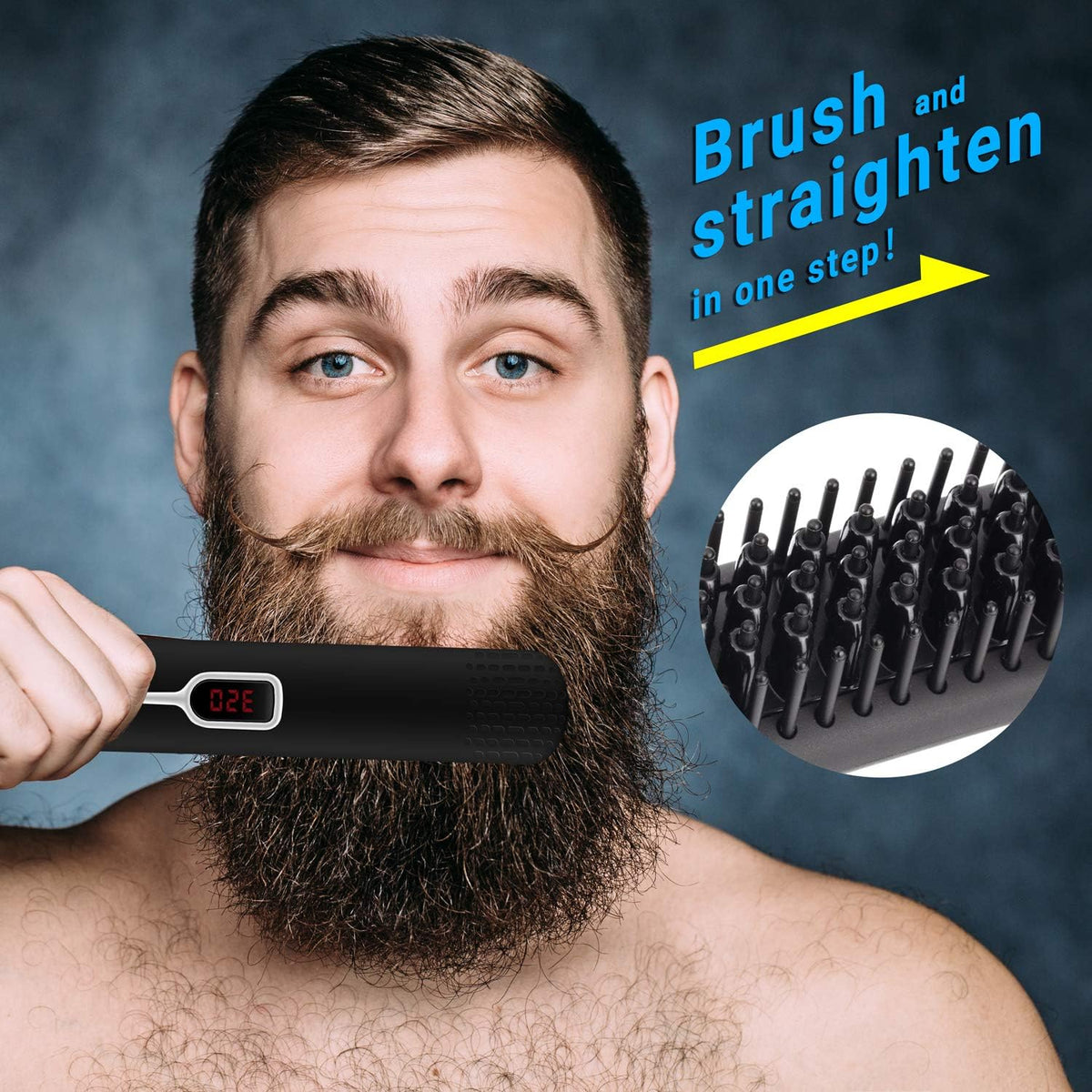 Beard Straightener Comb for Men - Upgraded Professional Electric Mens Beard Straightening Heated