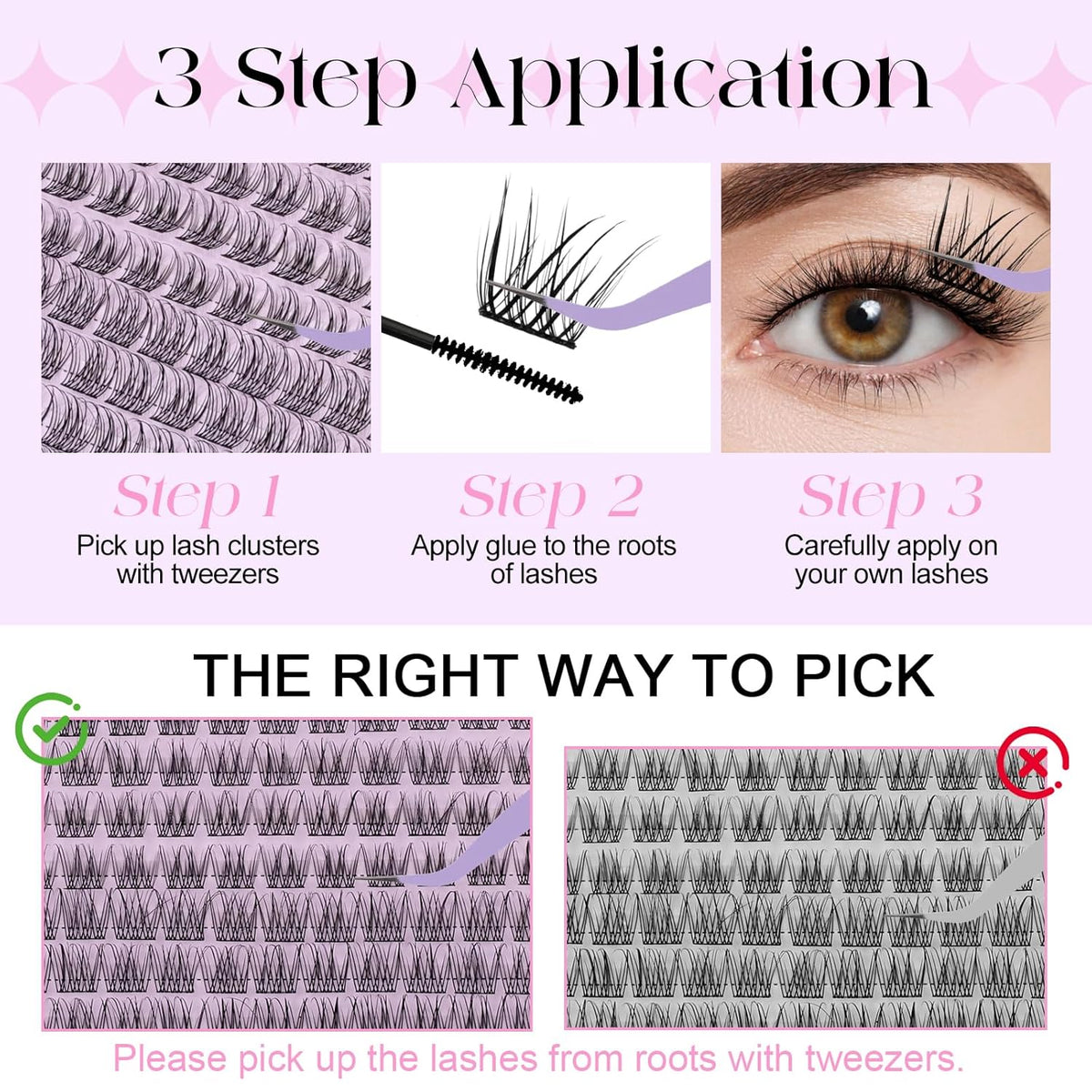 Nature Look DIY Lashes Individual Lashes Matte Black Cluster Eyelash Extensions Cluster