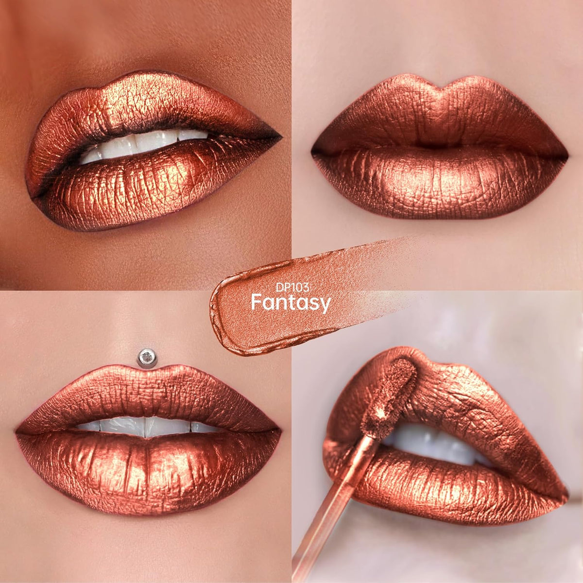 3Pc Lipsticks Set for Women Metallic Lipstick Long Lasting Dark Red Bronze Burgundy Lip Gloss