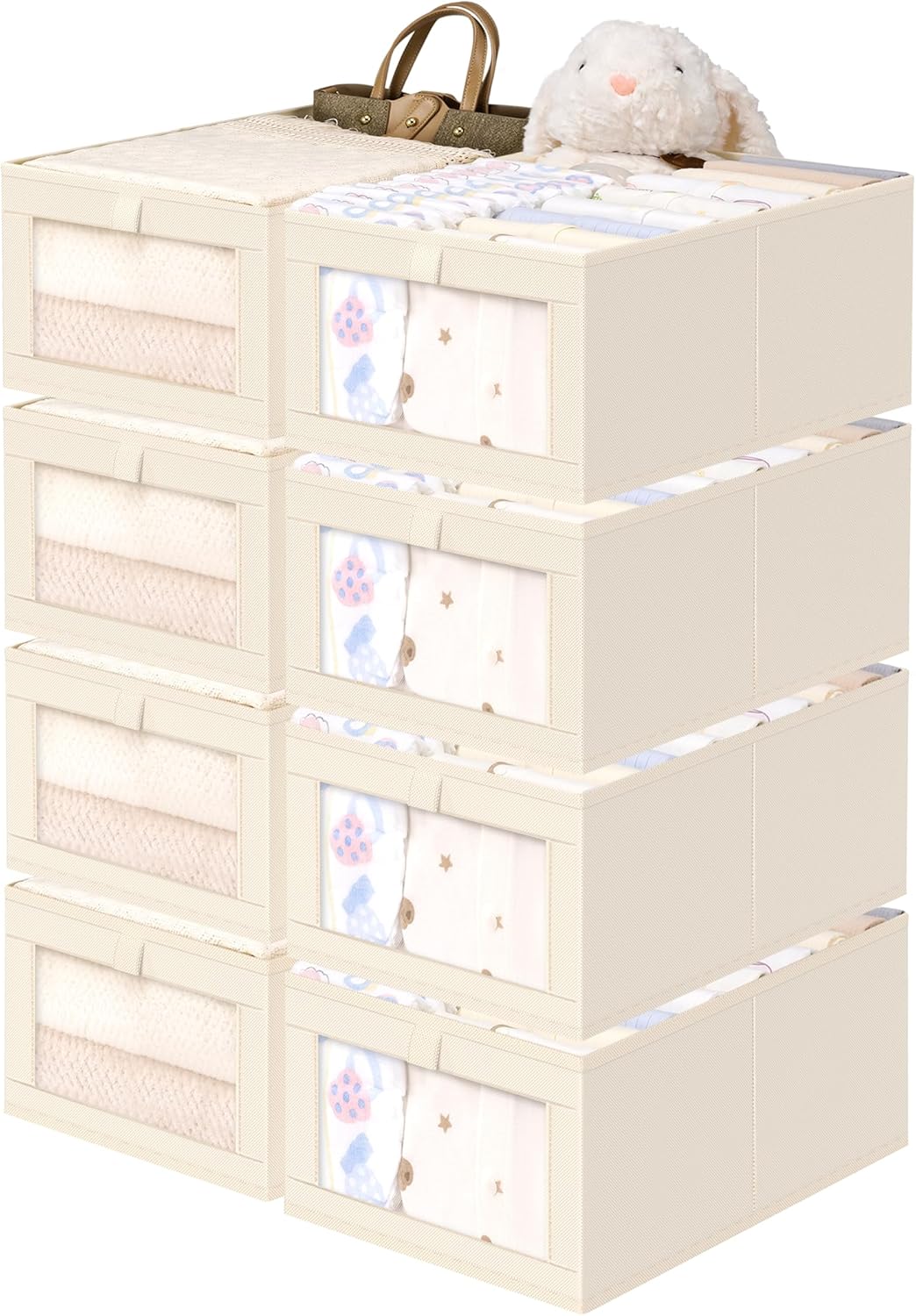 Criusia Linen Closet Organizers and Storage, 8 Pack Large Linen Closet Baskets with Mesh Window for