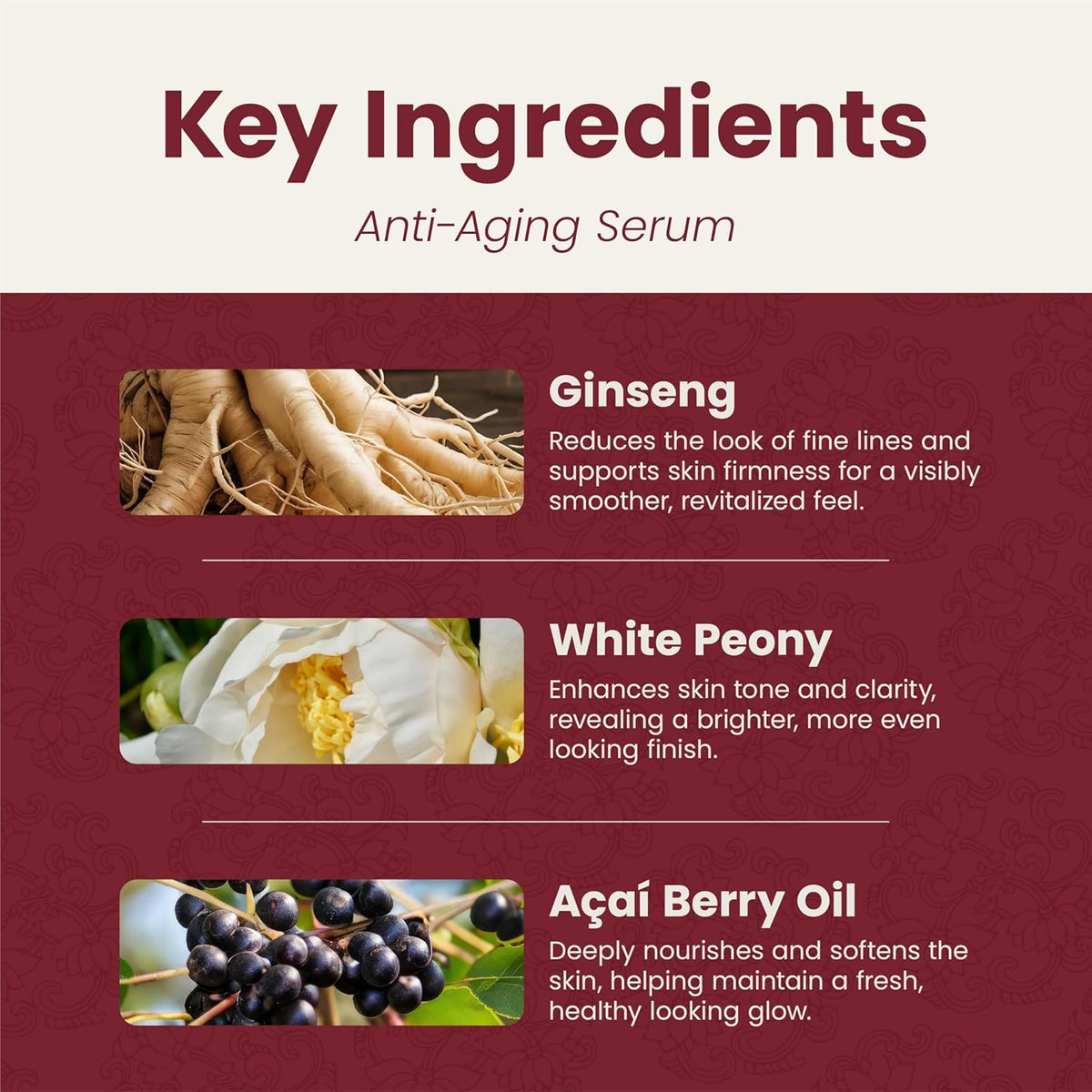 Anti Aging Serum – Plant-Based Retinol & Peptide Alternative with Açai Berry Oil, Ginseng &