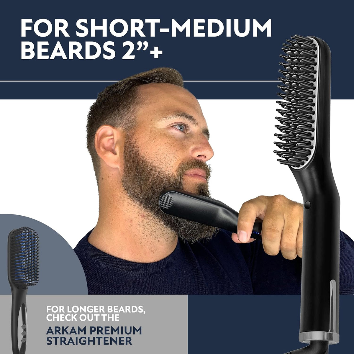 Arkam Beard Straightener for Men - Original Heated Beard Brush Kit w/Anti-Scald Feature, Dual